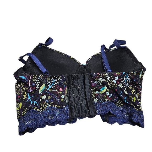 Adore me size 32A blue forest print push up Balconette longline underwire bra - Picture 3 of 5